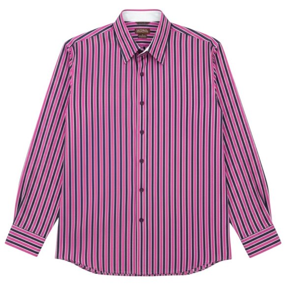 Michael Kors Men’s Striped Button Down Shirt Pink Grey White Cotton XL - Picture 1 of 9